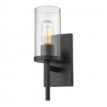  7011-1W BLK-CLR - Winslett Wall Sconce in Matte Black with Ribbed Clear Glas Shade
